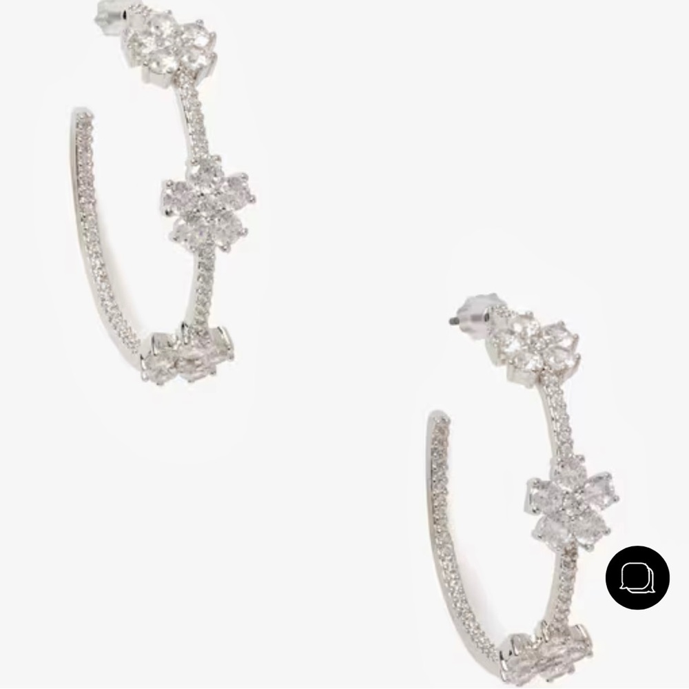 kate spade ♠️- “Gleaming Gardenia Flower Hoops” in Silver